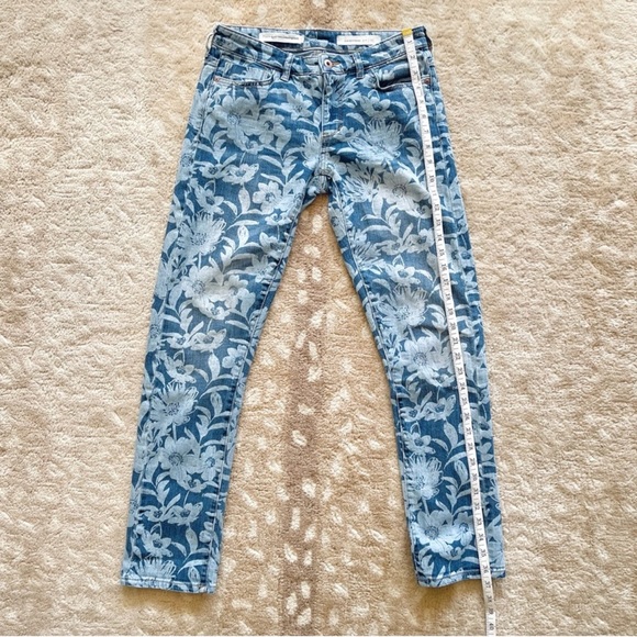 Pilcro And The Letterpress Slim Boyfriend Boho Floral Print Blue Jeans Size 25 - Picture 6 of 13